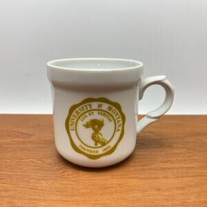 Vintage‎ Mustache Mug 8oz Coffee Tea Cup University Montana Seal Lux Et Veritas